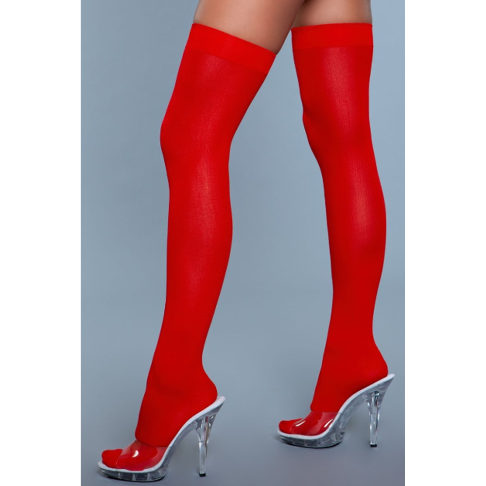 BeWicked Opaque Nylon Red Thigh Highs - XOXTOYS