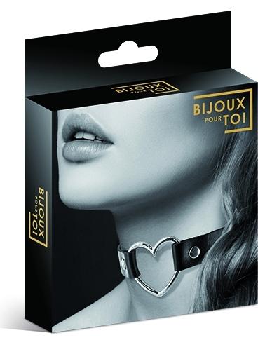 Bijoux Pour Toi Silver Heart Choker Black - XOXTOYS