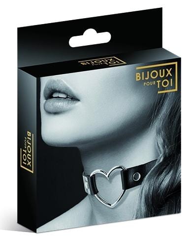 Bijoux pour toi Bondage & Fetish Bijoux Pour Toi Silver Heart Choker Black