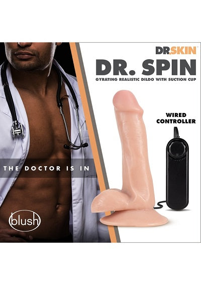 Blush Dr. Skin Dr.Spin 8" Gyrating Realistic Dildo w Suction Cup - XOXTOYS