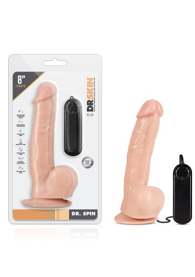 Blush Dr. Skin Dr.Spin 8" Gyrating Realistic Dildo w Suction Cup-Sex Toys-Blush-XOXTOYS