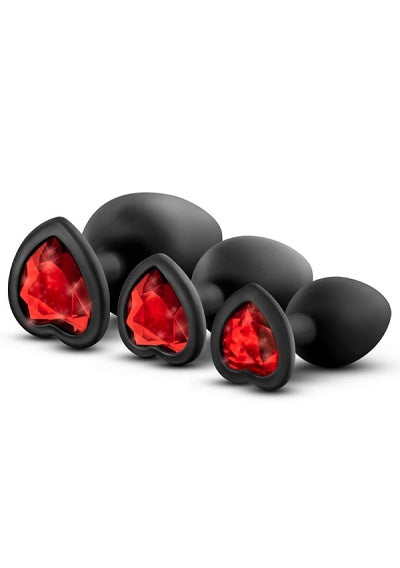 Blush Luxe Black With Red Gems Bling Plugs Training Kit - XOXTOYS