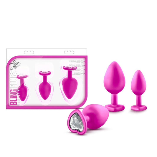 Blush Luxe Pink With White Gems Bling Plugs Training Kit - XOXTOYS