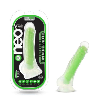 Blush Sex Toys Blush Neo Green Elite Glow in the Dark 7.5" Silicone Dual Density Cock