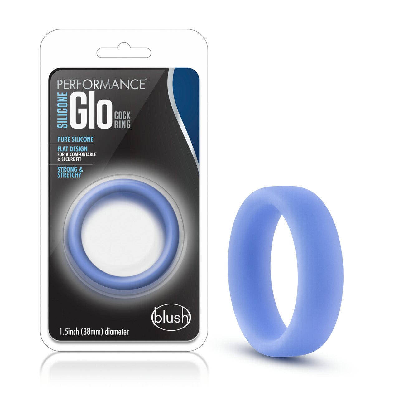 Blush Sex Toys Blush Performance Blue Glow Silicone Glo Cock Ring