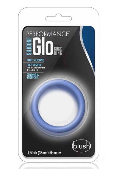 Blush Performance Blue Glow Silicone Glo Cock Ring - XOXTOYS