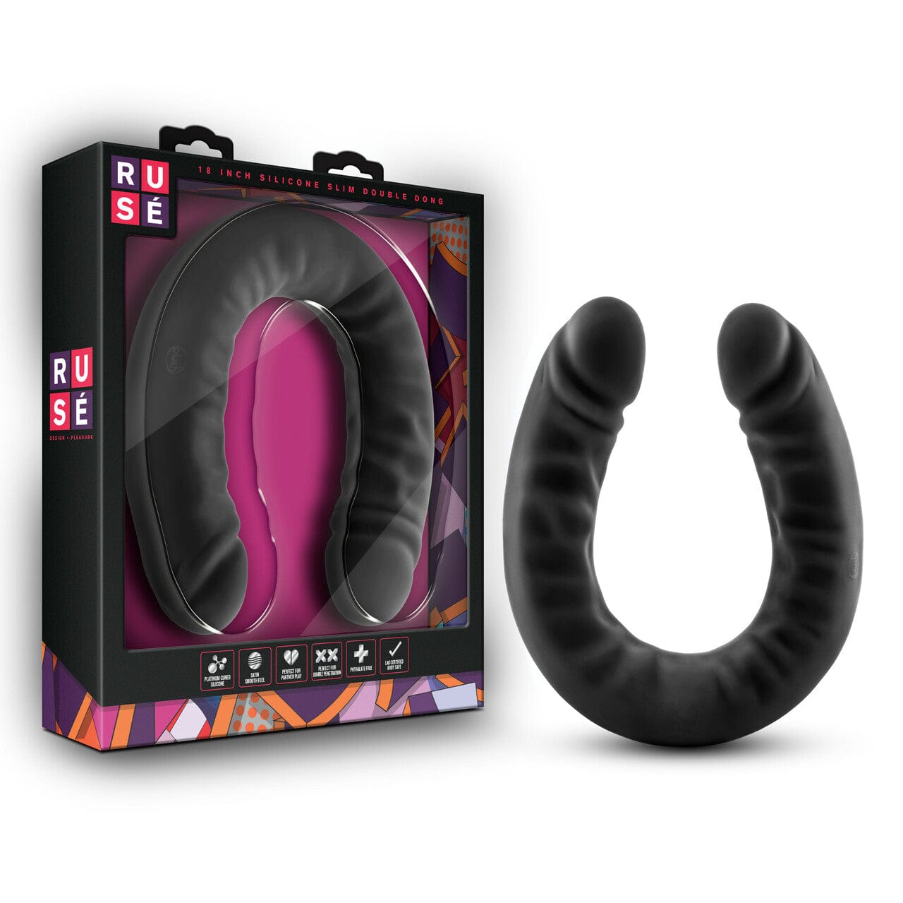 Blush Ruse Black Silicone Double Headed Dildo 18 Inch