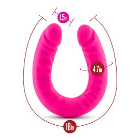 Blush Ruse Hot Pink 18 inch Silicone Slim Double Dong - XOXTOYS