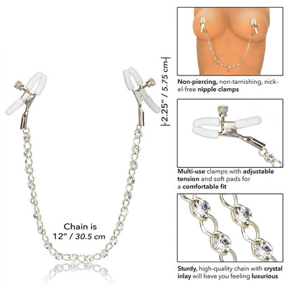 Calexotics Crystal Chain Nipple Clamps - XOXTOYS