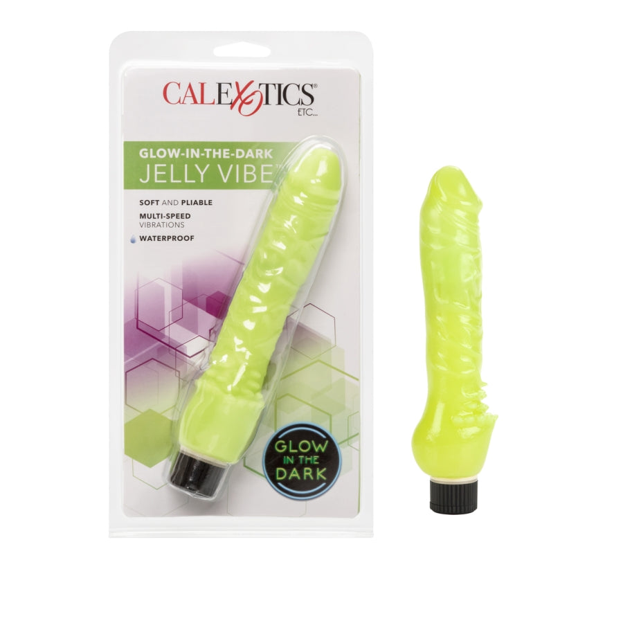 Calexotics Glow In The Dark Jelly Penis Vibrator-Vibrators-CALEXOTICS-XOXTOYS