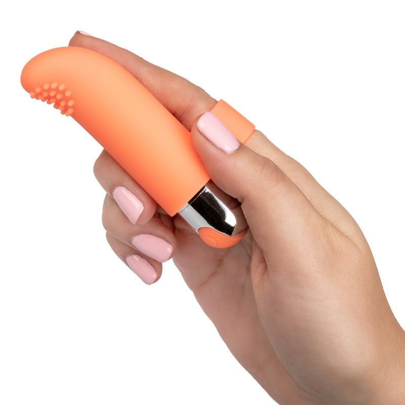 Calexotics Intimate Play Rechargeable Finger Tickler Orange - XOXTOYS