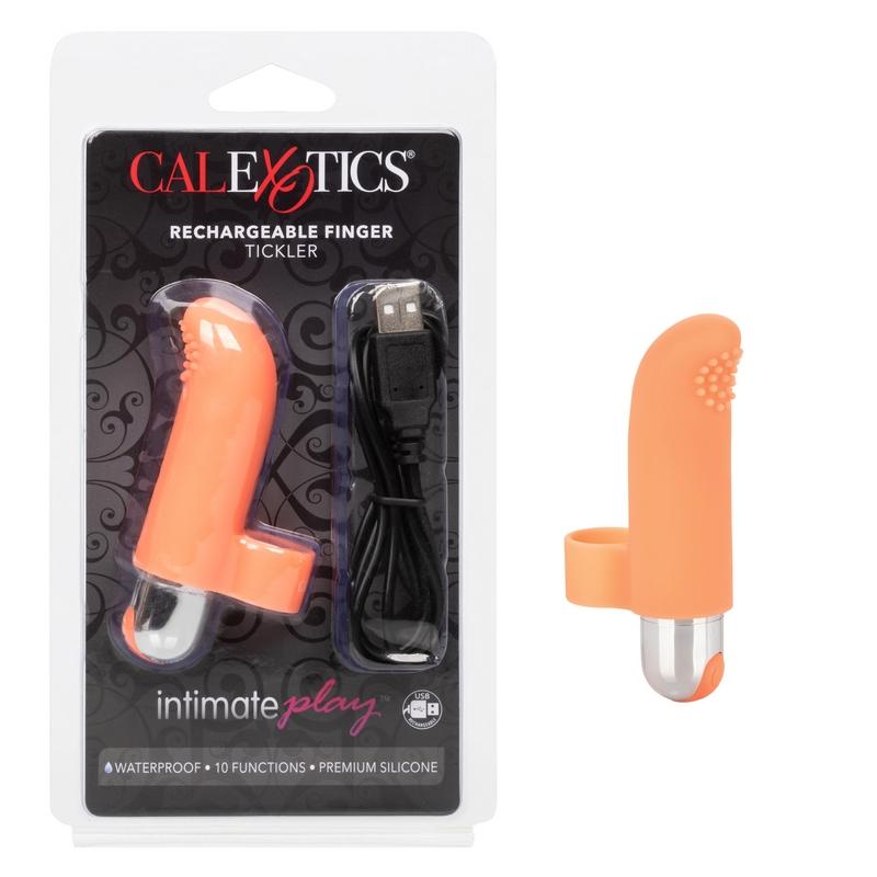 Calexotics Intimate Play Rechargeable Finger Tickler Orange - XOXTOYS