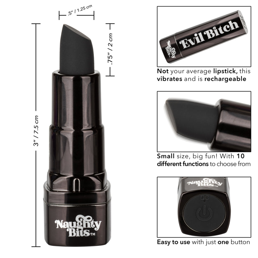 Calexotics Naughty Bits Evil Bitch Lipstick Vibrator-Vibrators-CALEXOTICS-XOXTOYS
