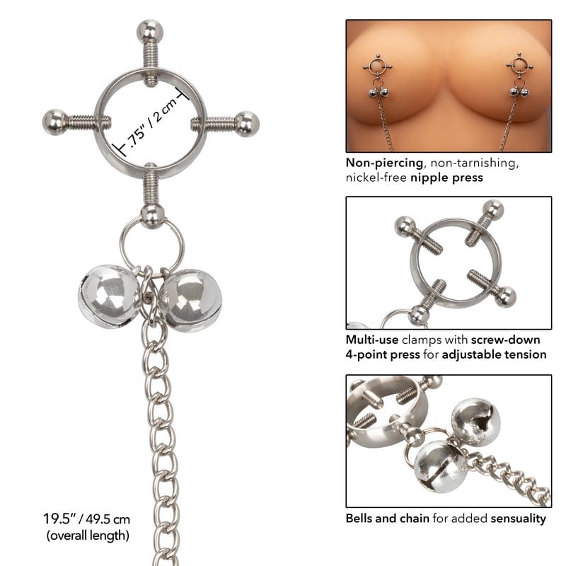 CALEXOTICS Bondage & Fetish Calexotics Nipple Grips 4-Point Nipple Press with Bells