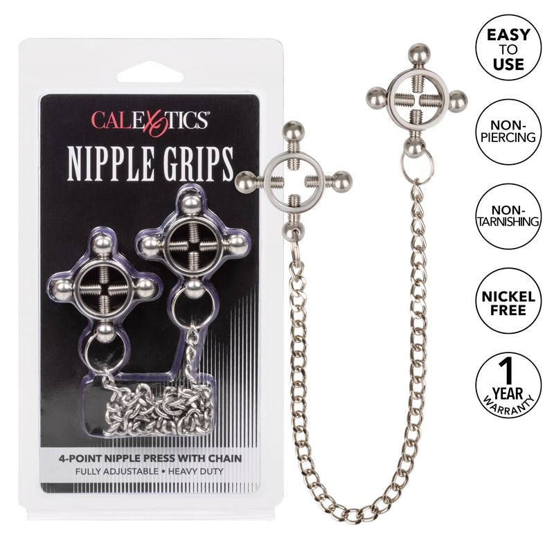Calexotics Nipple Grips 4-Point Nipple Press with Chain - XOXTOYS