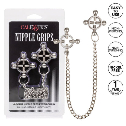 Calexotics Nipple Grips 4-Point Nipple Press with Chain - XOXTOYS