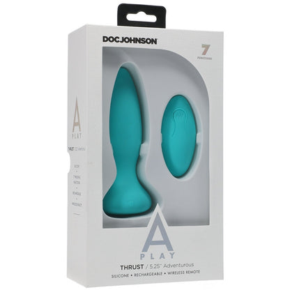 Doc Johnson A-Play Adventurous Thrust Silicone Teal Anal Plug with Remote - XOXTOYS