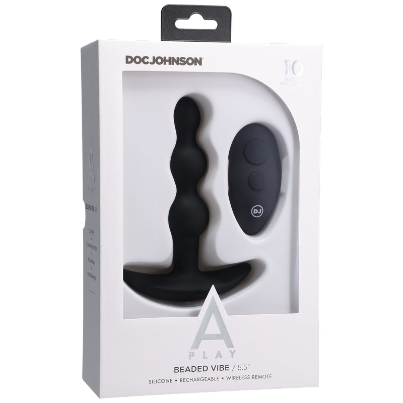 Doc Johnson A-Play Beaded Vibe Rechargeable Anal Plug with Remote-Anal Toys-Doc Johnson-Black-XOXTOYS