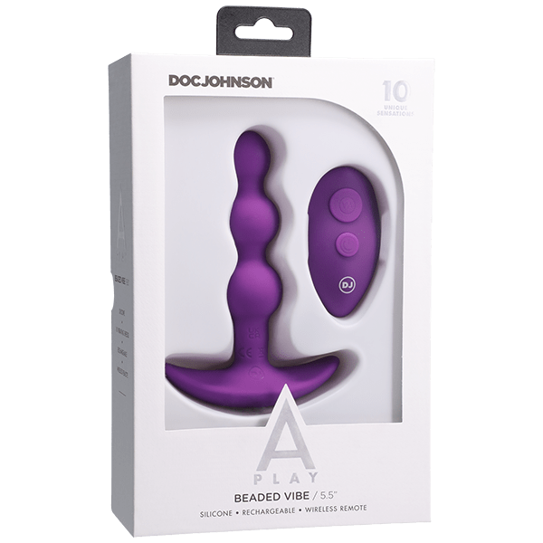 Doc Johnson A-Play Beaded Vibe Rechargeable Anal Plug with Remote - XOXTOYS