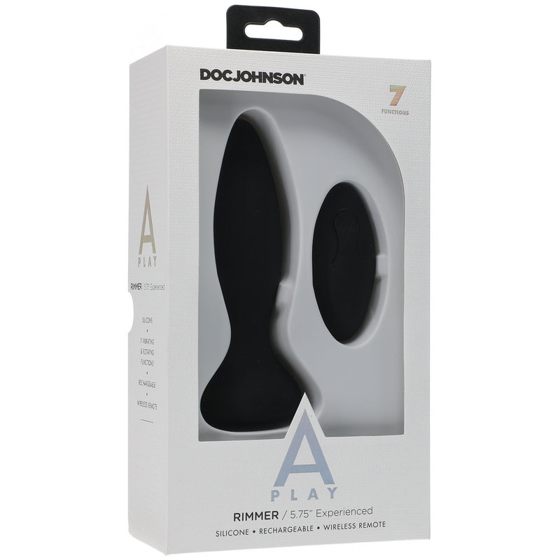 Doc Johnson A-Play Experienced Rimmer Silicone Black Anal Plug with Remote - XOXTOYS