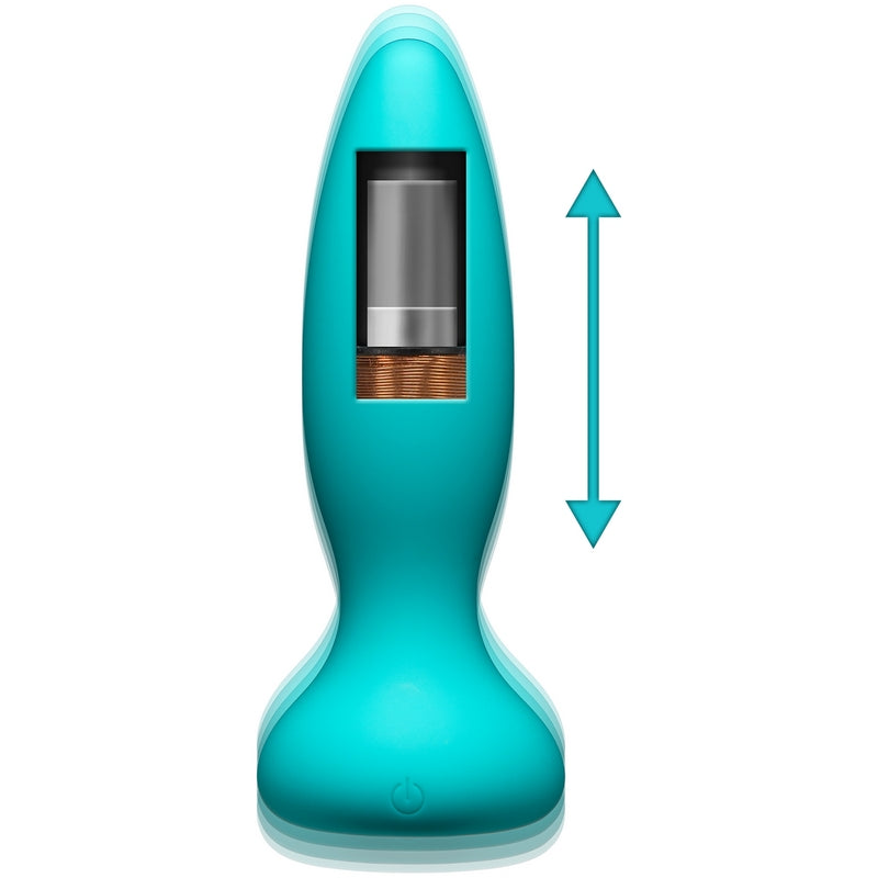 Doc Johnson A-Play Experienced Thrust Silicone Teal Anal Plug with Remote - XOXTOYS