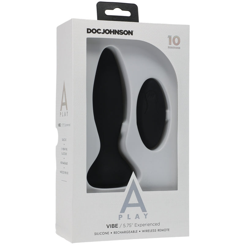 Doc Johnson A-Play Experienced Vibe Silicone Black Anal Plug with Remote-Anal Toys-Doc Johnson-XOXTOYS