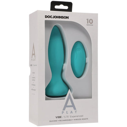Doc Johnson A-Play Experienced Vibe Silicone Teal Anal Plug with Remote - XOXTOYS