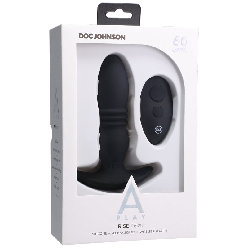 Doc Johnson A-Play Rise Rechargeable Anal Plug with Remote-Anal Toys-Doc Johnson-Black-XOXTOYS