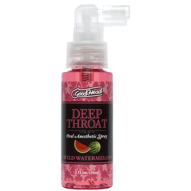 Doc Johnson GoodHead Deep Throat Spray bottle in Wild Watermelon flavor.
