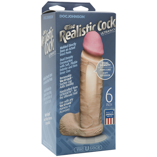 Doc Johnson The Realistic Cock with Removable Vac-U-Lock 6" - XOXTOYS