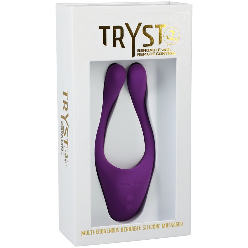 Doc Johnson Tryst V2 Bendable Multi Erogenous Zone Massager with Remote-Vibrators-Doc Johnson-Purple-XOXTOYS
