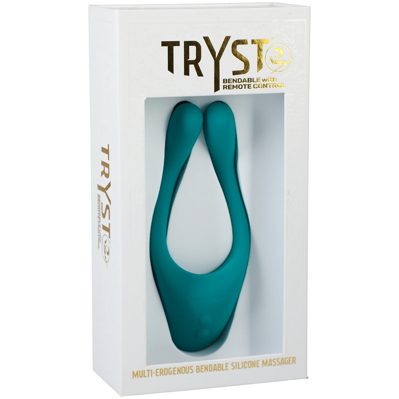 Doc Johnson Tryst V2 Bendable Multi Erogenous Zone Massager with Remote-Vibrators-Doc Johnson-Teal-XOXTOYS
