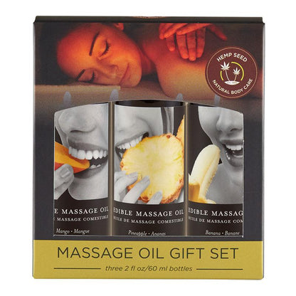 Earthly Body Edible Massage Oil Gift Set Mango, Banana & Pineapple - XOXTOYS