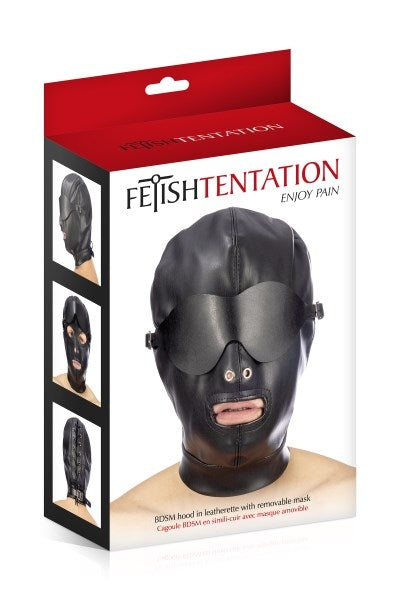 Fetish Tentation BDSM Leatherette Hood with Removable Mask - XOXTOYS