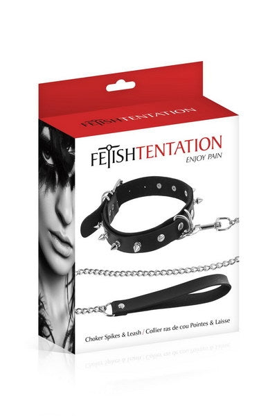 Fetish Tentation Choker with Metal Spikes and Rings - XOXTOYS