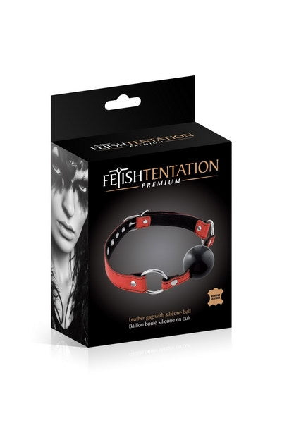 Fetish Tentation Premium Leather Gag with Silicone Ball - XOXTOYS