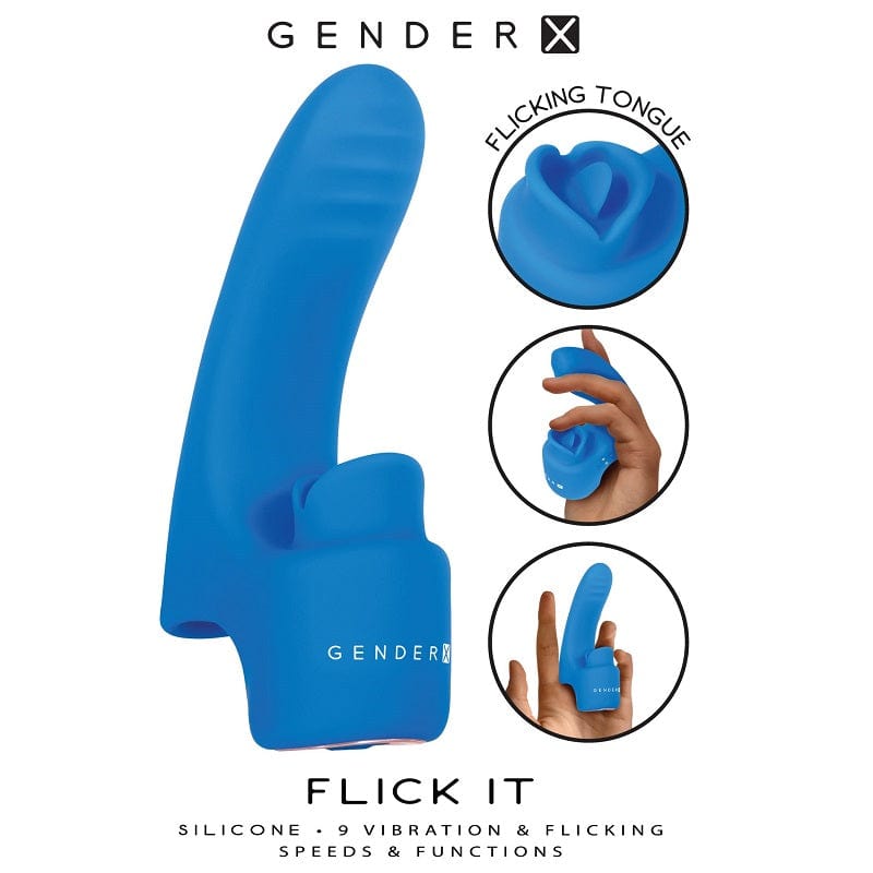 Gender X Flick It Finger Vibrator Blue