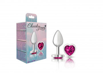 Cheeky Charms Silver Metal Butt Plug with Pink Heart Gem - XOXTOYS