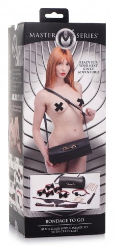Master Series Bondage To Go Black and Red Bow Bondage Set with Carry Case-Pleasure kits-Master Series-XOXTOYS