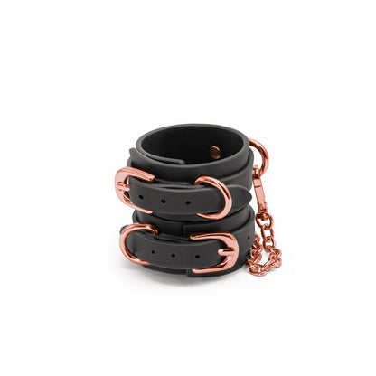 NS Novelties Bondage Couture Black Wrist Cuffs - XOXTOYS