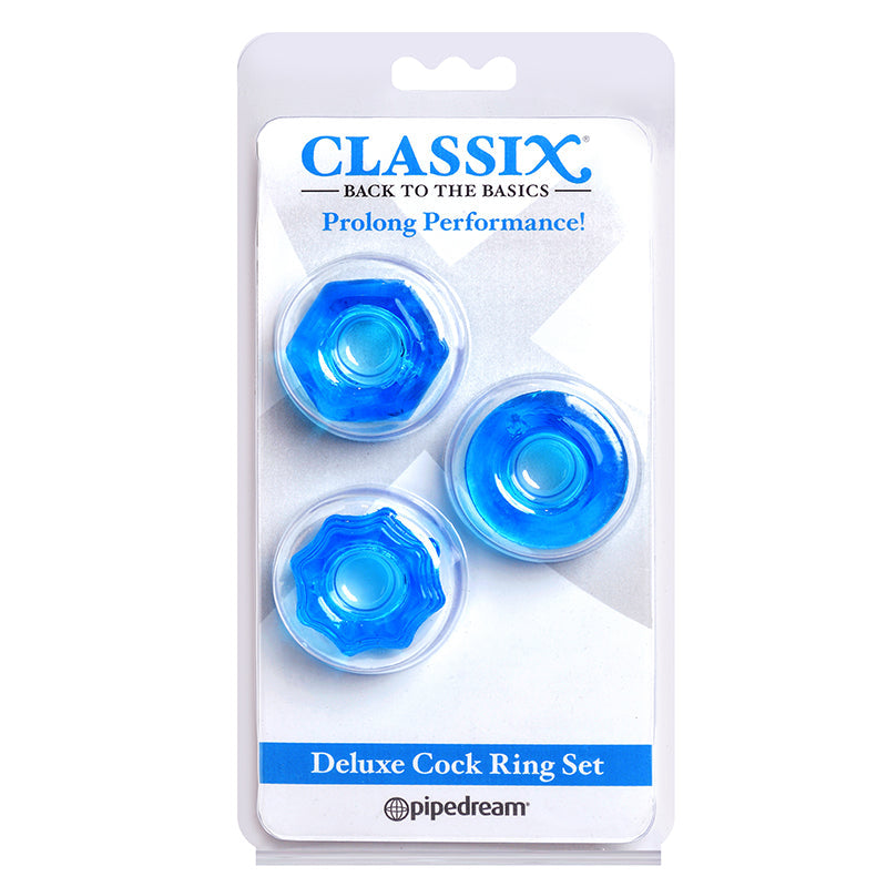 Pipedream Products Deluxe Cock Ring Set Blue-Cock Rings-Pipedream Products-XOXTOYS