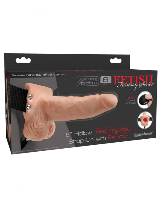 Pipedream Products Fetish Fantasy 6" Hollow Rechargeable Strap-On with Remote - XOXTOYS