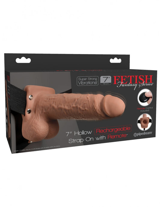Pipedream Products Fetish Fantasy 7" Hollow Rechargeable Strap-On with Remote - XOXTOYS