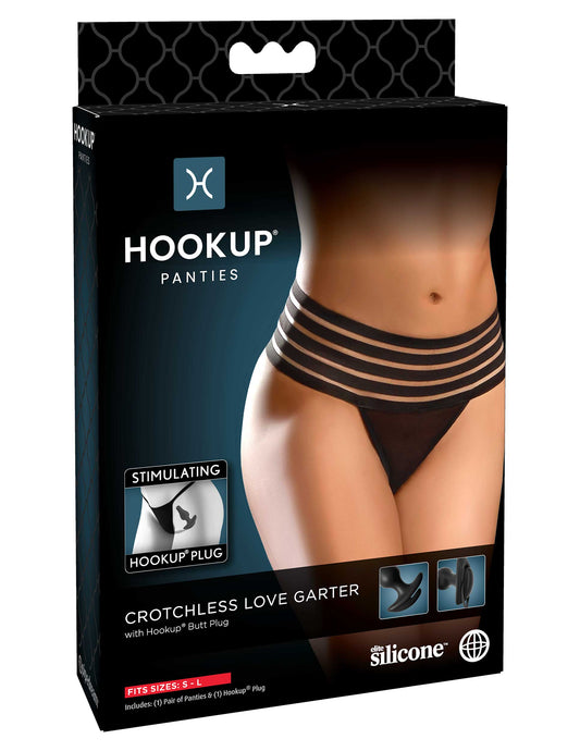 Pipedream Products Hookup Panties Crotchless Love Garter - XOXTOYS