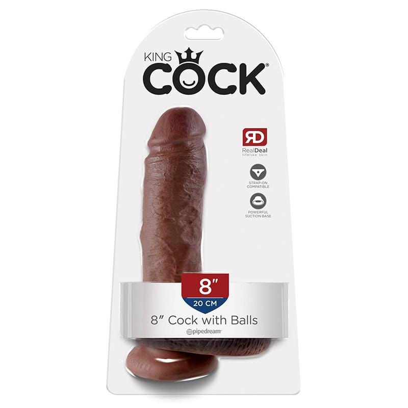 Pipedream Products Dildos Brown Pipedream Products King Cock 8″ Cock with Balls