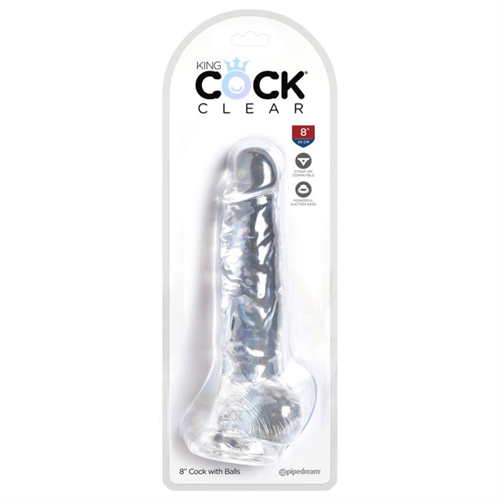 Pipedream Products King Cock Clear 8" Cock With Balls-Dildos-Pipedream Products-XOXTOYS