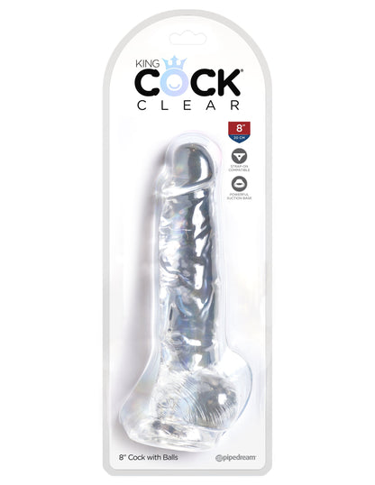 Pipedream Products King Cock Clear 8" Cock With Balls - XOXTOYS