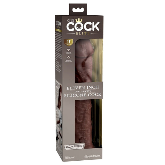 Pipedream Products King Cock Elite 11” Silicone Cock Brown - XOXTOYS