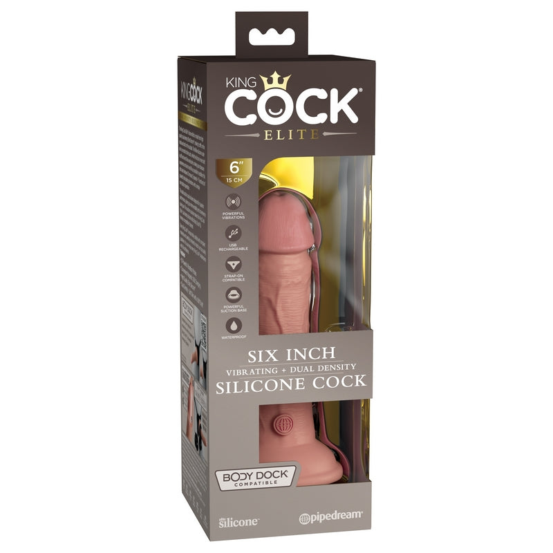 Pipedream Products King Cock Elite 6” Vibrating Silicone Cock Light-Dildos-Pipedream Products-XOXTOYS