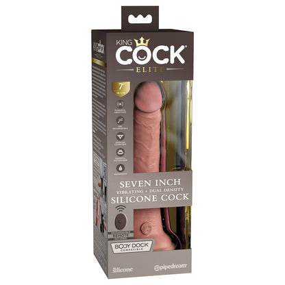 Pipedream Products King Cock Elite 7” Vibrating Silicone Cock Light - XOXTOYS